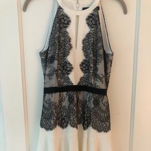 BCBG White with Black lace mini-dress